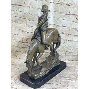 Canora Grey Tatayana Lady Godiva Nude Girl on Horseback Bronze Statue